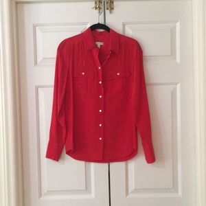Jcrew red silk blouse